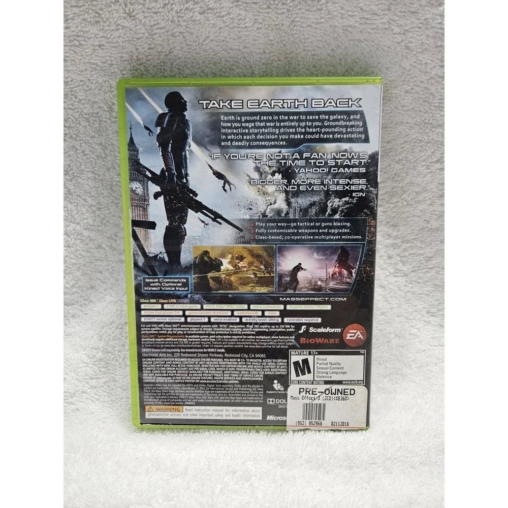 Mass Effect 3 - Microsoft‎ Xbox 360 Game No Manual. Includes Both Discs